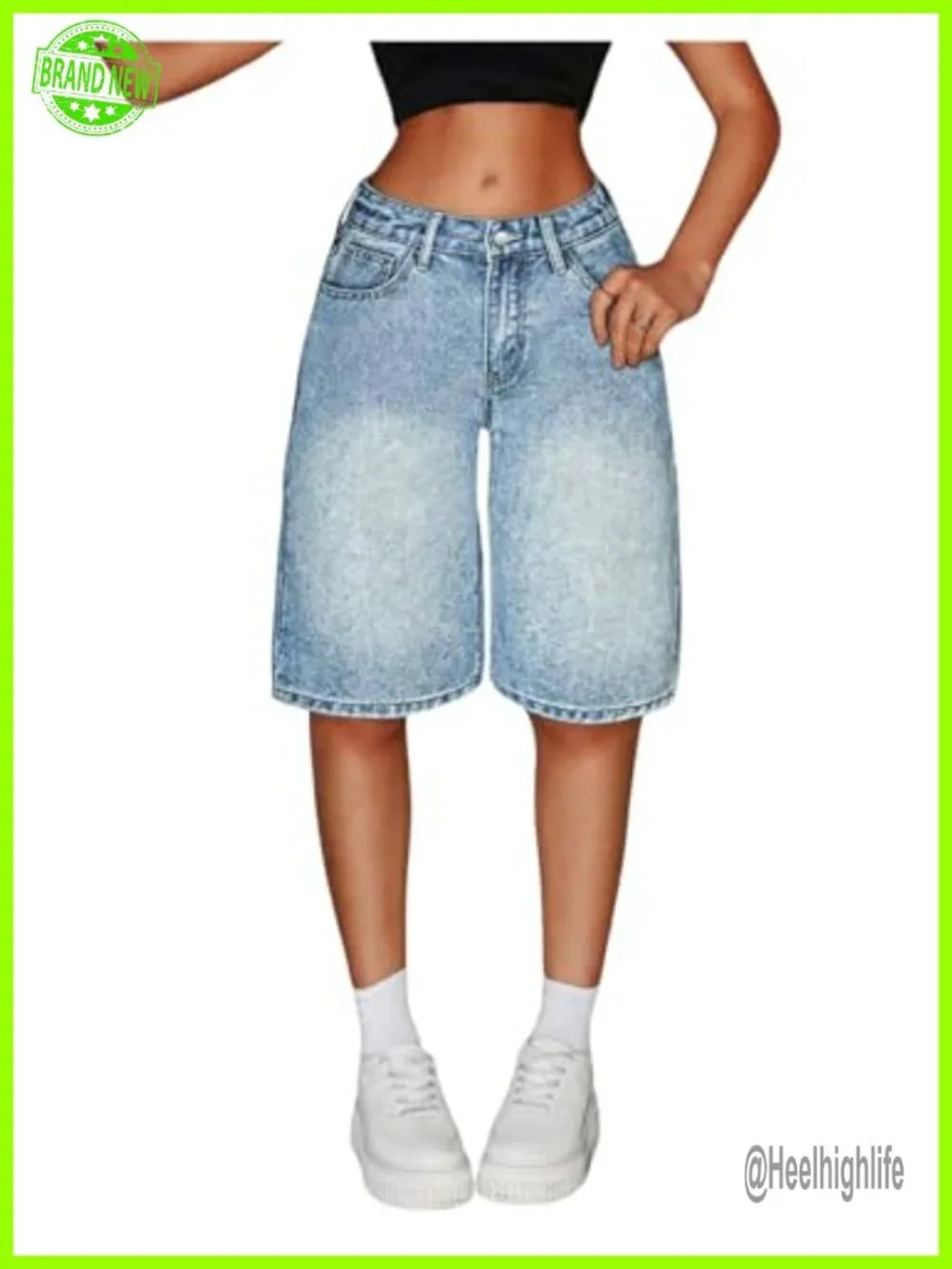 GORGLITTER Baggy Jorts Low Rise Denim Bermuda Jean Shorts